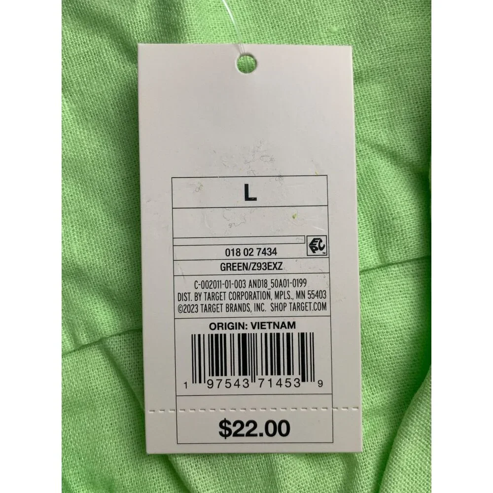A New Day Womens Lime Green Button-Up Collared Short Sleeve Shirt Size Large - Picture 6 of 7
